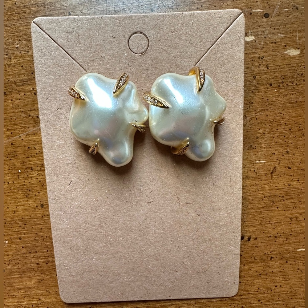 Kenneth Jay Lane Pearl Nugget Earrings